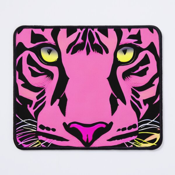 Item preview, Vibrant Pink Panther: A Retrowave Inspired Linocut Portrait designed and sold by GallypantsArt.