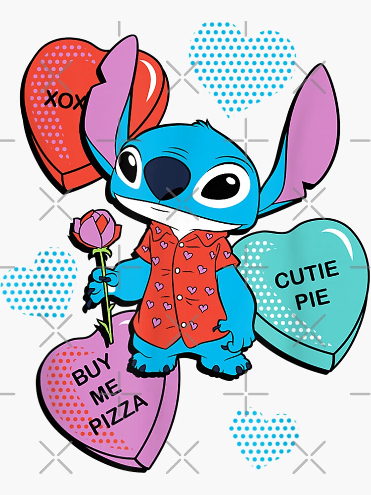 Disney Stitch Funny Candy Hearts Valentine's Day T-Shirt Sticker