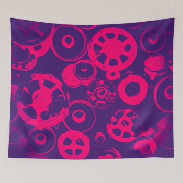 Item preview, Abstract Buttons and Wheels - Hot Pink designed and sold by asurtiumgreen.