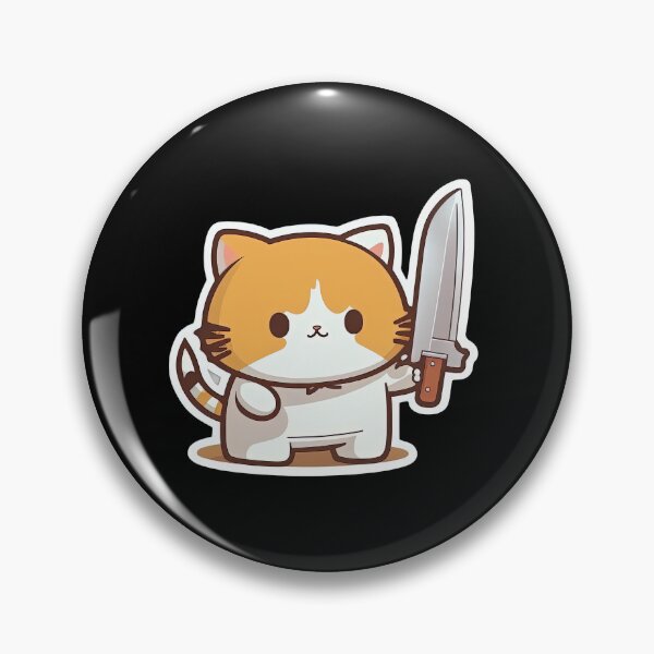 Item preview, Cute Cat Holding Knife Murder Kitty Anime Crime Kitten designed and sold by AnimalArtPhotos.
