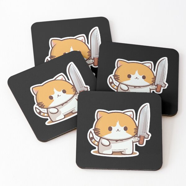 Item preview, Cute Cat Holding Knife Murder Kitty Anime Crime Kitten designed and sold by AnimalArtPhotos.