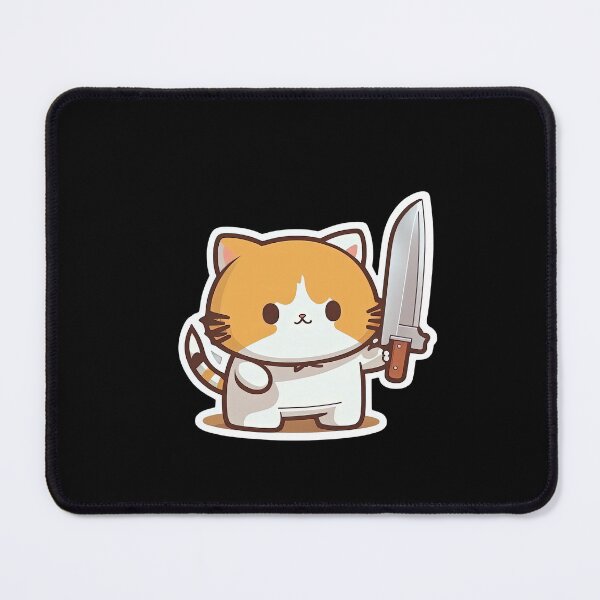 Item preview, Cute Cat Holding Knife Murder Kitty Anime Crime Kitten designed and sold by AnimalArtPhotos.
