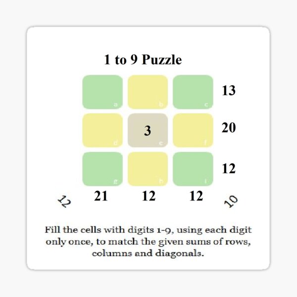 1 to 9 #Puzzle, #головоломка,  #conundrum, #teaser, brainteaser, tickler, mind-breaker, загадка, puzzle, riddle, enigma Sticker