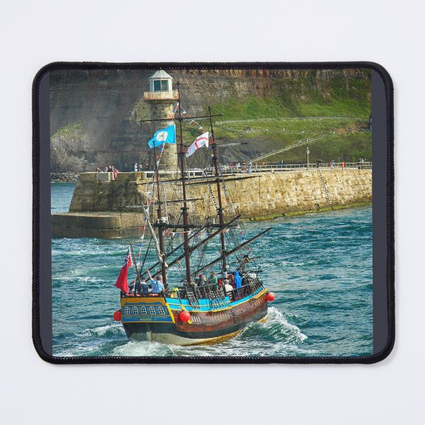 Item preview, Whitby Harbour, Yorkshire. The Bark Endeavour, Nautical British coast art designed and sold by BarbaraGlebska.