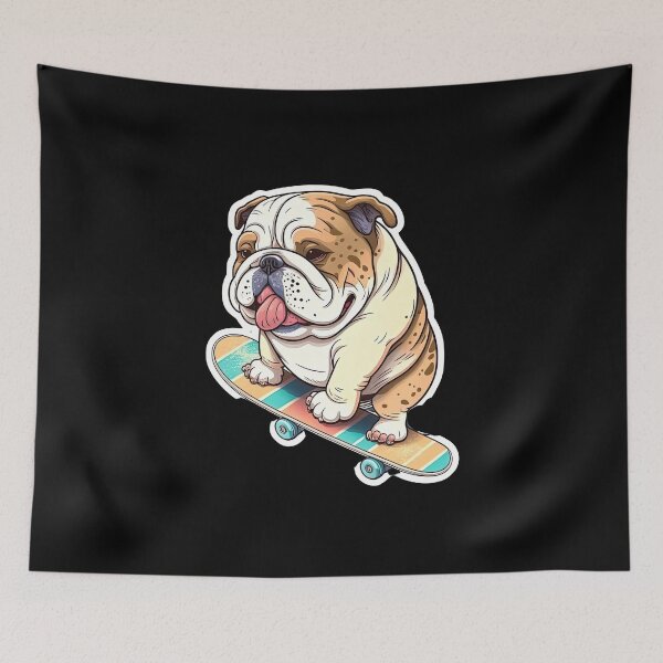 Item preview, Cool Bulldog Skateboarding Cool Dog Riding Skateboard designed and sold by AnimalArtPhotos.