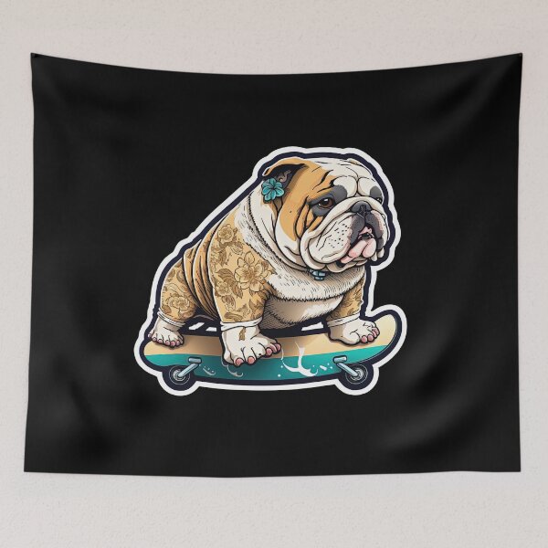 Item preview, Funny Bulldog Skateboarding Cool Dog Riding Skateboard designed and sold by AnimalArtPhotos.
