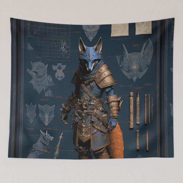Item preview, Wolf warrior and weapons knolling blueprint designed and sold by Visual-wallart.