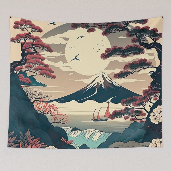 Item preview, Japanese Landscape Inspired By Ukiyo-e And Katsushika Hokusai designed and sold by Styrman.