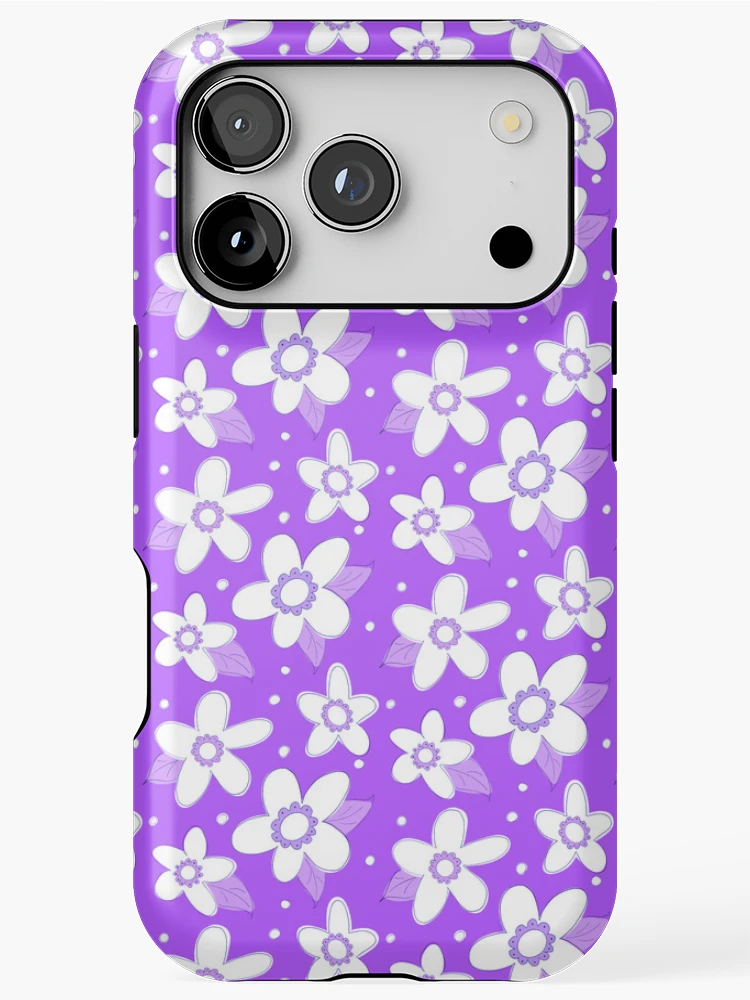 Thumbnail 1 of 4, iPhone Case, Spring Flower Pattern Violet designed and sold by Claudia McBain.