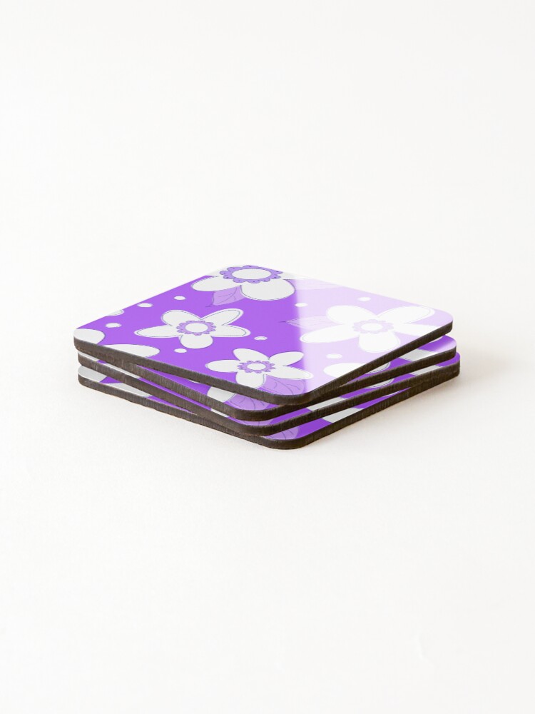 Thumbnail 4 of 5, Coasters (Set of 4), Spring Flower Pattern Violet designed and sold by cmcbain.
