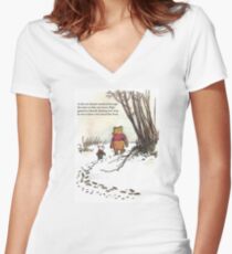 winnie the pooh famous quote piglet Women's Fitted V-Neck T-Shirt