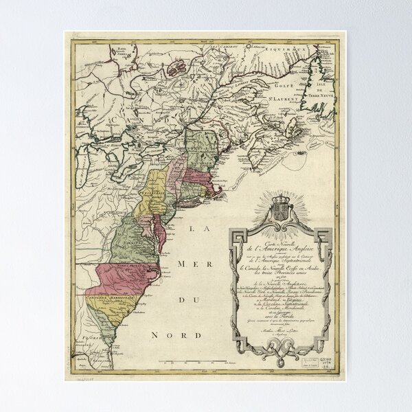 Item preview, Colonial America Map by Matthaus Lotter (1776) designed and sold by allhistory.