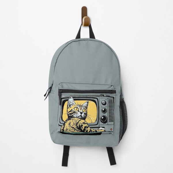 Item preview, Catflix 6 cutout version, cartoon, surprised cat is in front of the television designed and sold by EmeraldeaArt.
