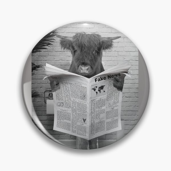 Item preview, Scottish Highland Cow on Toilet Reading Newspaper  designed and sold by lailashack.