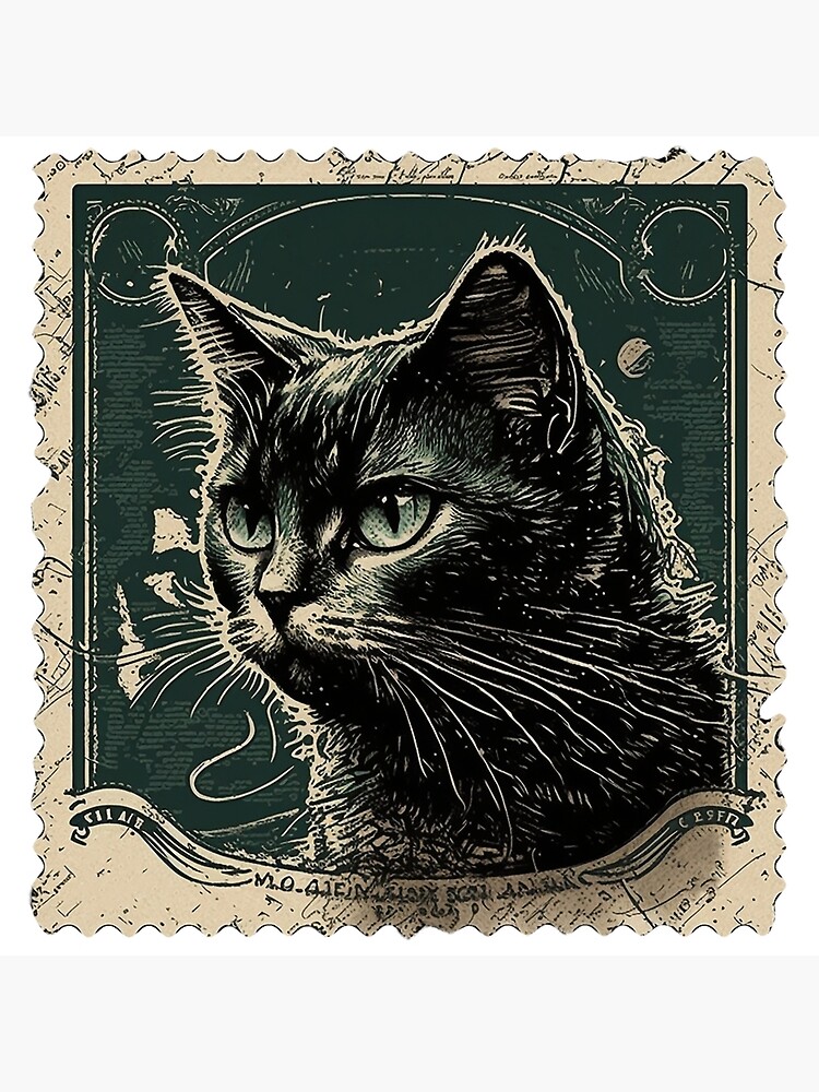 Little Black Cat Stamp | Art Board Print
