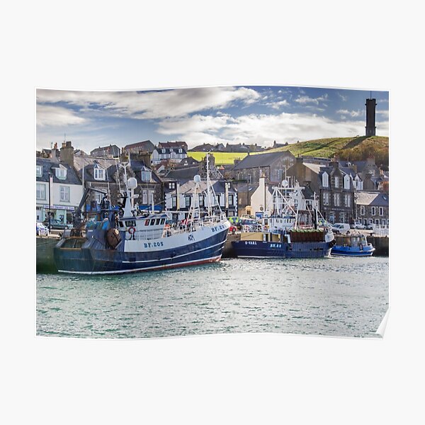 Fishing boats in Macduff harbour Poster
