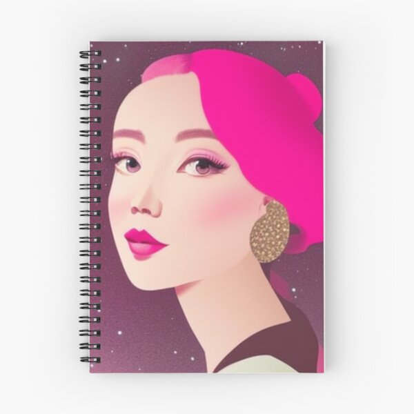Item preview, Woman with pink hair in front of a pink starry sky designed and sold by Girly-Universe.