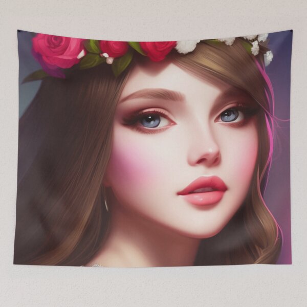 Item preview, Cute woman with flowers in her hair designed and sold by Girly-Universe.