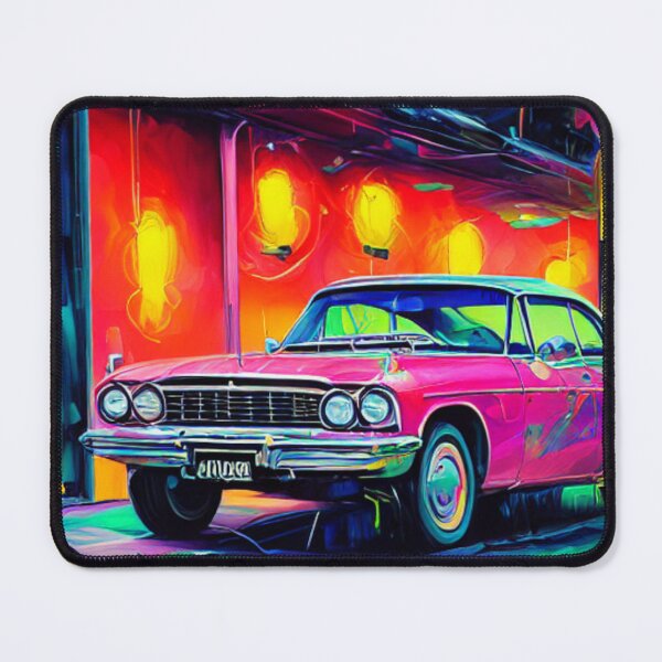 Item preview, A Glowing Reflection in an Old Garage - A Classic Car's Neon Night designed and sold by WBP Mart.