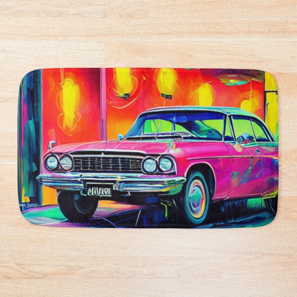 Item preview, A Glowing Reflection in an Old Garage - A Classic Car's Neon Night designed and sold by WBP Mart.