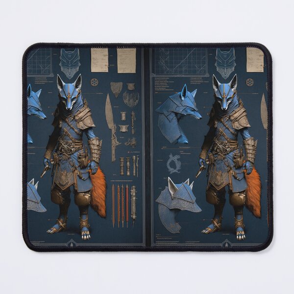 Item preview, Ancient Wolf warrior and weapons knolling blueprint designed and sold by Visual-wallart.
