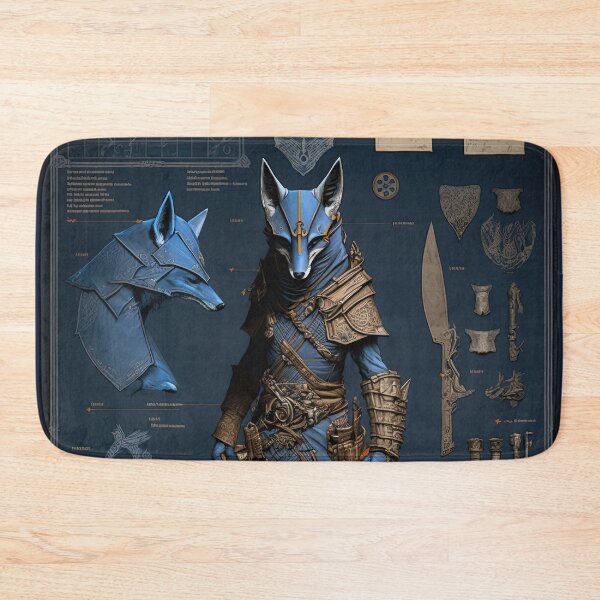 Item preview, Ancient Wolf warrior and weapons knolling blueprint designed and sold by Visual-wallart.