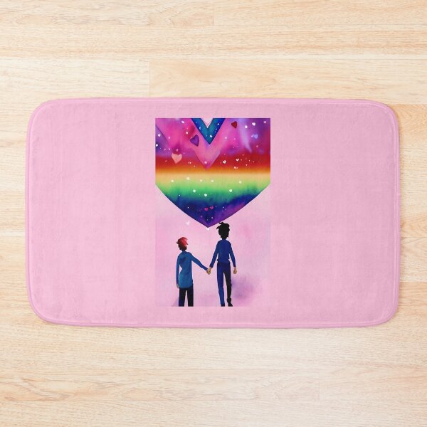 Item preview, A queer gay couple in love Valentine's Day with a large rainbow LGBT heart designed and sold by rockate.