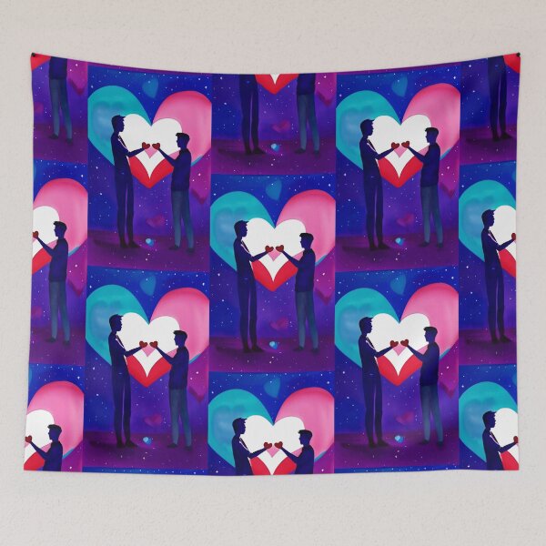 Item preview, A gay queer lgbt couple of men in love Valentine's Day with hearts designed and sold by rockate.