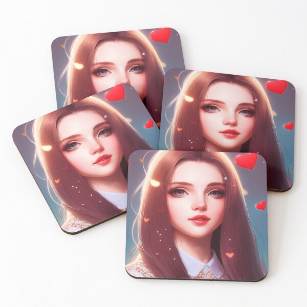 Item preview, Young woman with brown hair and hearts designed and sold by Girly-Universe.