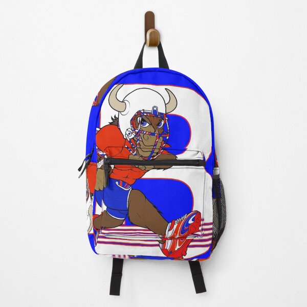 Item preview, Cartoon Buffalo Football Character Running with Football Red White and Blue designed and sold by SmileThreads.