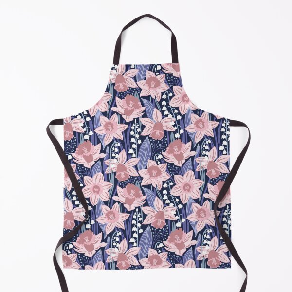 Item preview, Toxic beauty // oxford navy blue background cotton candy pink and dry rose daffodils and white lily of the valley flowers very peri and pastel blue leaves designed and sold by SelmaCardoso.
