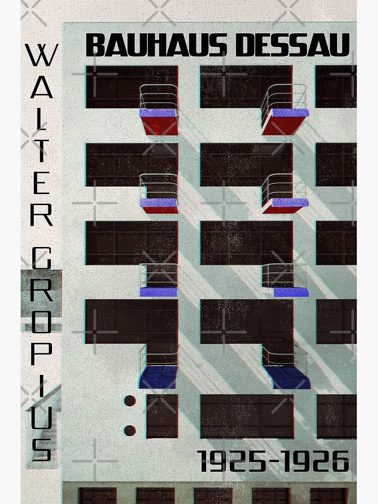 Bauhaus Dessau building in vintage magazine style IV