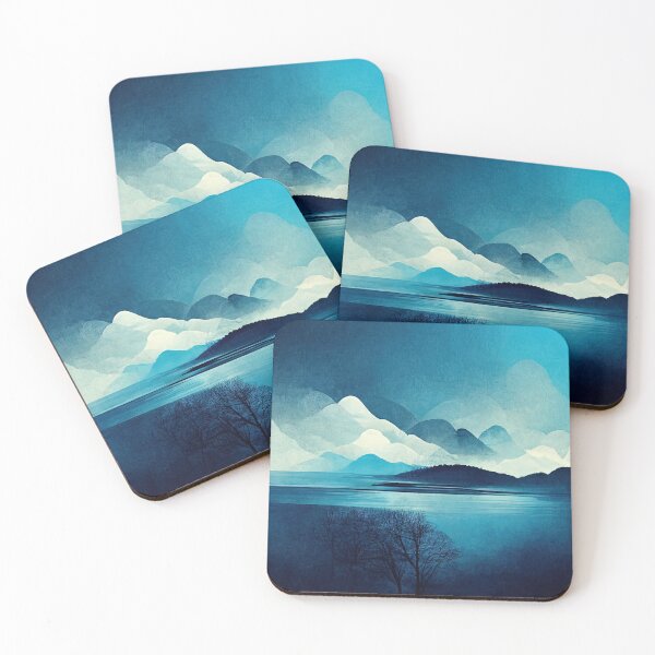 Item preview, Lago de montaña en Cool Blues designed and sold by ImageVortex.