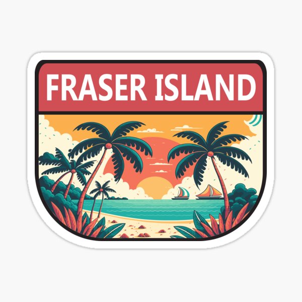Aperçu de l'œuvre Emblème rétro de Fraser Island Australia créée et vendue par KrisSidDesigns.