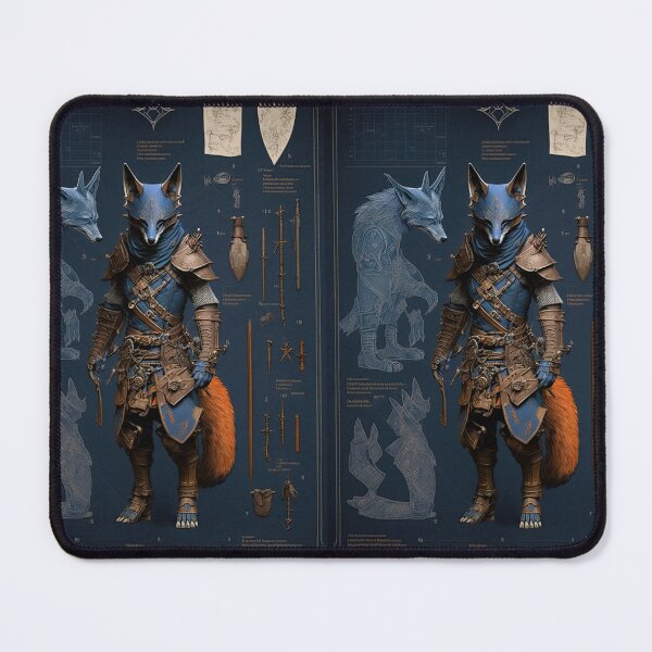 Item preview, Ancient Wolf ninja and weapons knolling blueprint designed and sold by Visual-wallart.