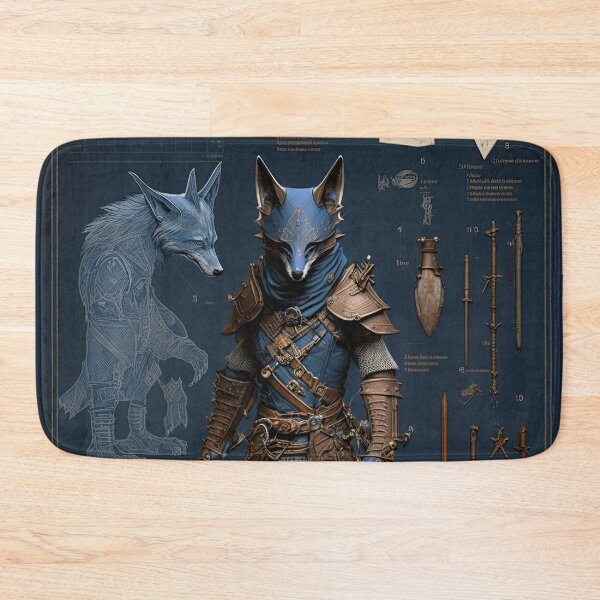 Item preview, Ancient Wolf ninja and weapons knolling blueprint designed and sold by Visual-wallart.