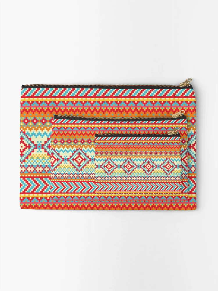 Thumbnail 2 of 4, Zipper Pouch, Seamless Rugged Red Native, Native Pattern Rugged designed and sold by Yes-Monkey.