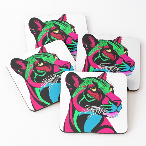 Item preview, Electric Panther: A Futuristic Linocut Portrait in Vibrant Colors designed and sold by GallypantsArt.