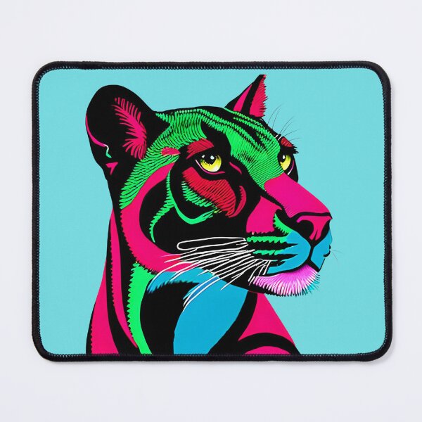Item preview, Electric Panther: A Futuristic Linocut Portrait in Vibrant Colors designed and sold by GallypantsArt.