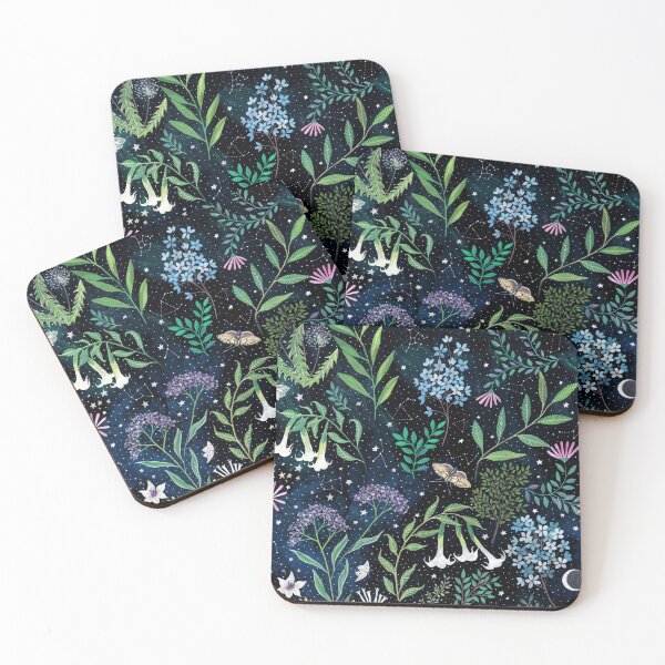 Item preview, Moon Garden, Gouache Painting of night blooming flowers and beautiful moths. designed and sold by Rebecca Reck Art.