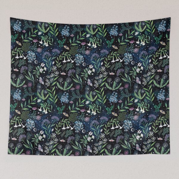 Item preview, Moon Garden, Gouache Painting of night blooming flowers and beautiful moths. designed and sold by Rebecca Reck Art.