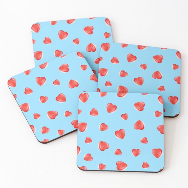 Item preview, Heart Sweets ditsy pattern on arctic blue designed and sold by HazelFisher.