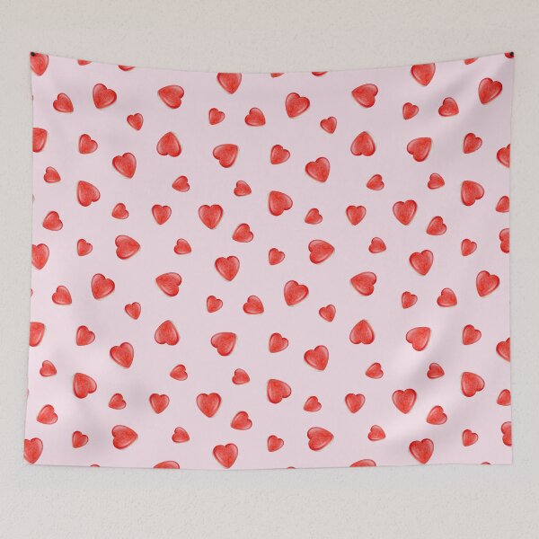 Item preview, Heart Sweets ditsy pattern on cherry blossom pink designed and sold by HazelFisher.