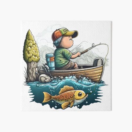 print little boy fishing