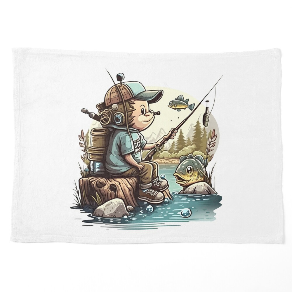 Little boy fishing Art Board Print for Sale by Melcu