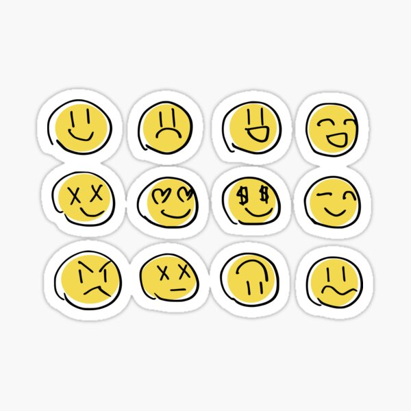 Item preview, Yellow hand drawn emoji - emoji sticker set designed and sold by dreamwish.