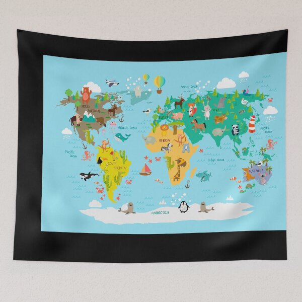 Item preview, Map of the World Colored for Kids designed and sold by NessiCreates.
