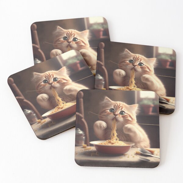Item preview, Cute Cat Enjoys Eating Spaghetti designed and sold by ArT-uro.