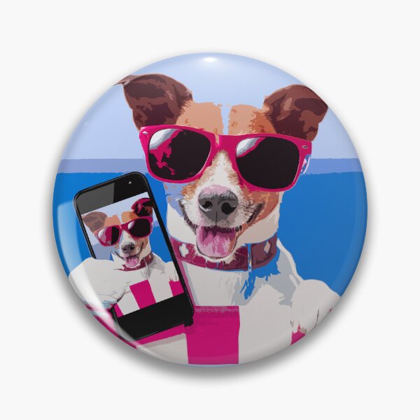 Item preview, Dog Wearing Sunglasses Taking Selfies on the Beach designed and sold by SyzygyCreative.