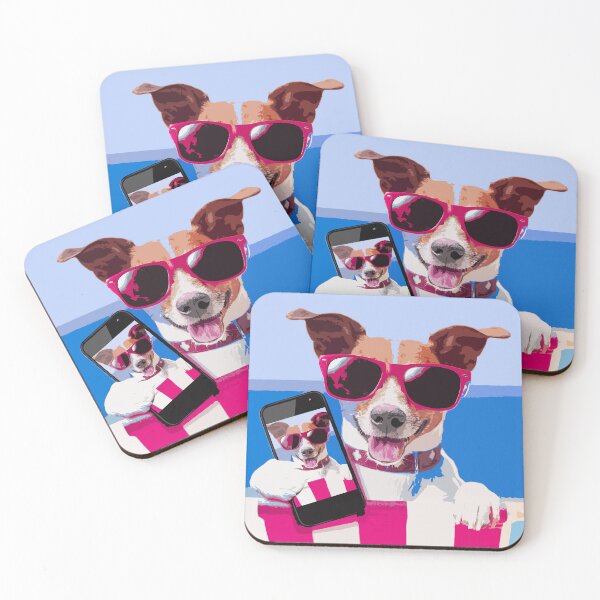 Item preview, Dog Wearing Sunglasses Taking Selfies on the Beach designed and sold by SyzygyCreative.